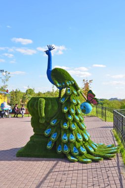 Khimki, Rusya Federasyonu - 30.2017 olabilir. Tavuskuşu Park Eko shore heykeli