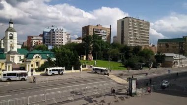 Moskova, Rusya - Temmuz 21.2017. Meshchansky bölgesi ve Prospekt Mira Üstten Görünüm