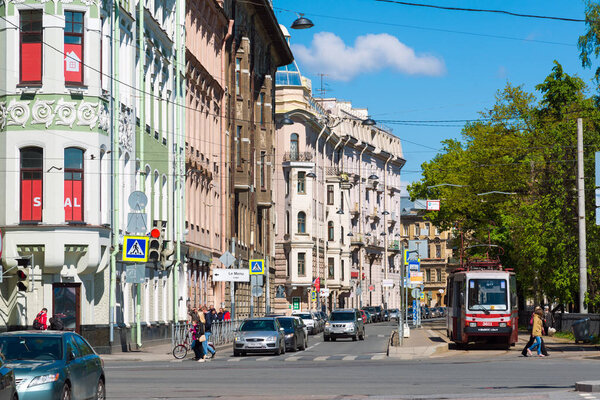St. Petersburg, Russia - June 04.2017. General view of street Kronverksky avenue