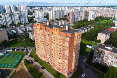 Moskova, Rusya - 20 Eylül. 2017. yükseklikten Zelenograd Yönetim bölgesine görüntüleyin