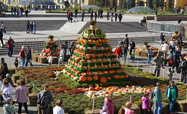 Moskova, Rusya - Eylül 23. 2017. altın sonbahar - Manezhnaya meydanında Gastronomi Festivali