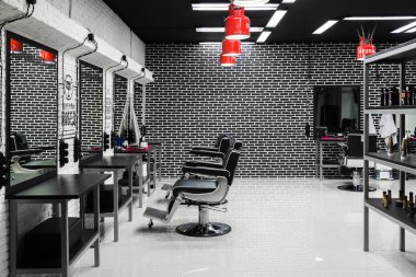 Moskova, Rusya - 9 Ekim. 2017. erkek Güzellik Salonu Topgun Zelenograd içinde