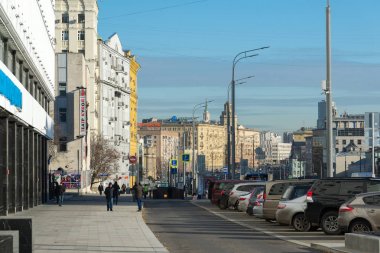 Moskova, Rusya - 2 Kasım. 2017. Malaya Sukharevskaya alan Bahçe halka