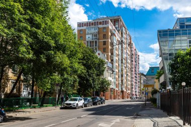 Moscow, Rusya Federasyonu - 24 Temmuz. 2017. Gilyarovskogo sokakta konut karmaşık evde