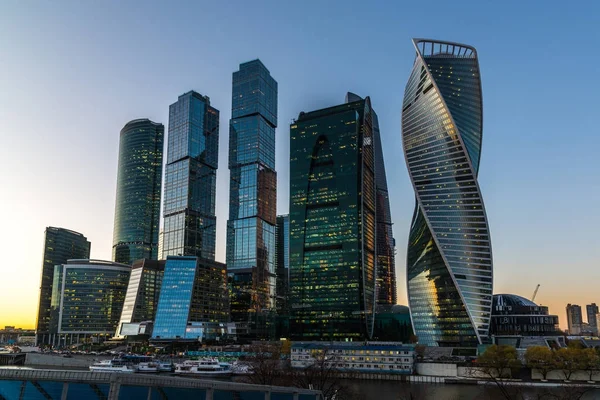 Moscow, Russia - November 2. 2017. Business center of Moscow City at sunset — Stock Photo, Image