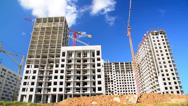 Construção de casas de arquitectura diferente em Moscovo, Rússia — Vídeo de Stock