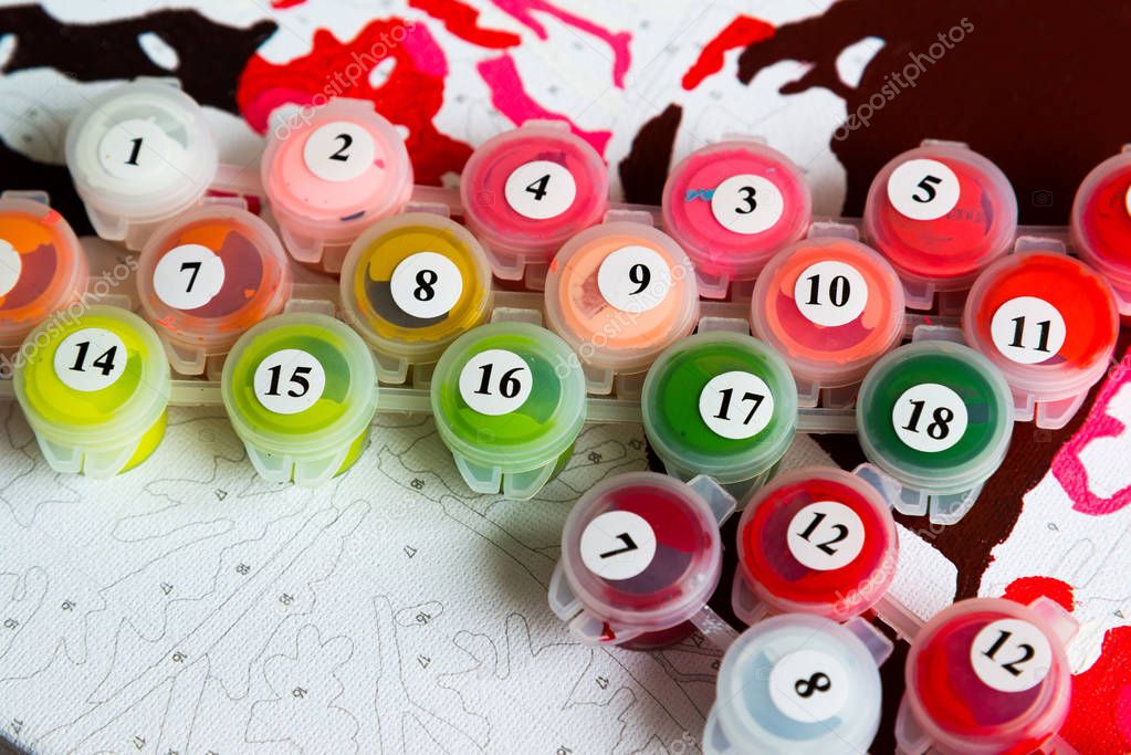 Paints for drawing pictures by numbers