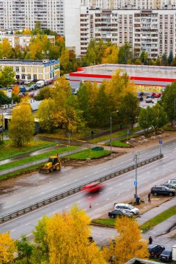 Moskova, Rusya - 9 Ekim. 2017. cityscape Zelenograd alan sonbaharda uyku