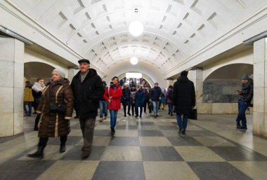 Moskova, Rusya - 10 Ocak. 2018 bir Okhotny Ryad metro istasyonu