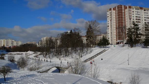 Moscow, Ryssland. allmän översikt över Zelenograd distrikt i vinter — Stockvideo