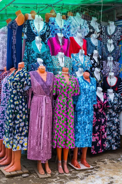 Women's home gowns in mannequins on market — Stock Photo, Image