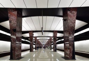 Moskova, Rusya - 17 Mart. 2018. iç metro istasyonu'na Horoshevskaya