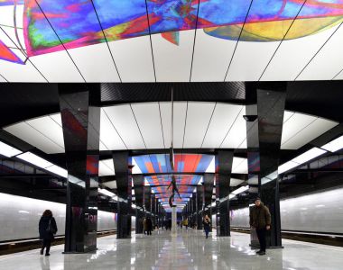 Moskova, Rusya - 17 Mart. 2018. iç metro istasyonu'na CSKA Moskova.