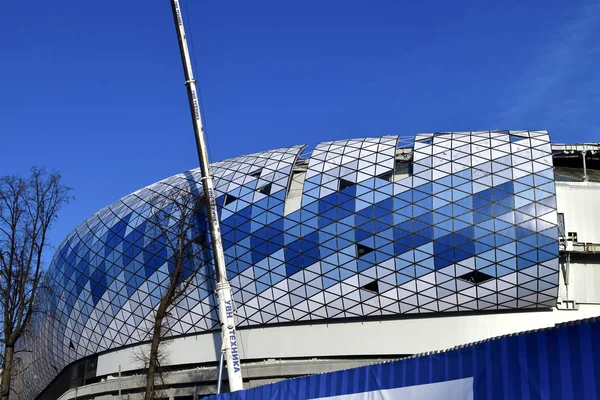 Moscou, Rússia - 17 de março. 2018. Reconstrução do estádio de futebol Dynamo — Fotografia de Stock