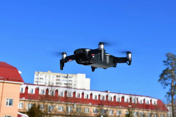 unmanned aerial vehicle with a camera in flight