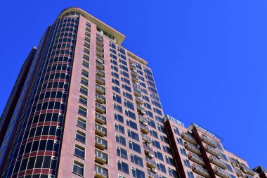 Moscow, Rusya Federasyonu - 24 Mart. 2018. Dubrovskaya Sloboda - Yuzhnoportoviy bölgesinde konut kompleksi