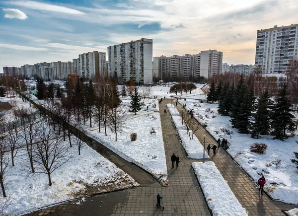 Vista da altura do distrito administrativo Zelenograd de Moscou . — Fotografia de Stock