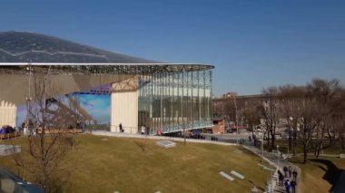 Moskova, Rusya - 14 Nisan. 2018. şehir merkezine yakın Kremlin Zaryadye parkta.