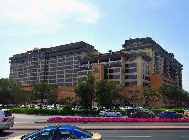 Dubai, Birleşik Arap Emirlikleri - 8 Nisan. 2018. şehir merkezi klinik görünümü