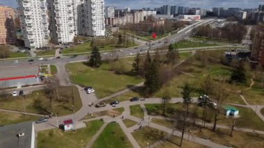 Moscow, Rusya Federasyonu - 29 Nisan. 2018. Zelenograd ve Kryukovskaya Üstgeçit genel bakış
