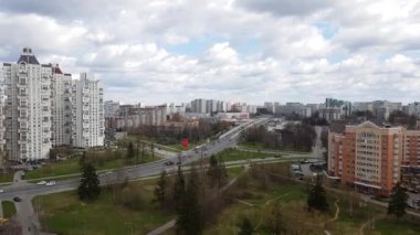 Moscow, Rusya Federasyonu - 29 Nisan. 2018. Zelenograd ve Kryukovskaya Üstgeçit genel bakış
