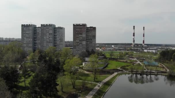 Vista dall'alto del distretto amministrativo Zelenograd di Mosca, Russia — Video Stock