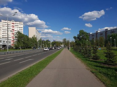 Moskova, Rusya - 08 Mayıs. 2018. cityscape Zelenograd sokakta Sosnovaya üzerinde