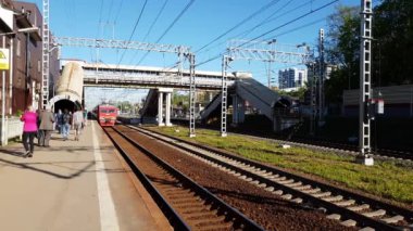 Skhodnya, Rusya Federasyonu - Mayıs 09. 2018. tren istasyonu Skhodnya