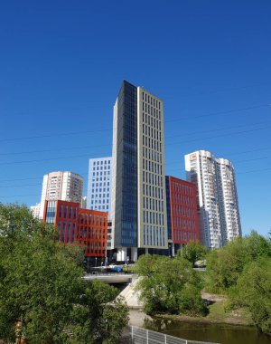 Khimki, Rusya Federasyonu - 10 Mayıs. 2018. iş merkezinin Aero City liman tarafındaki Görünüm