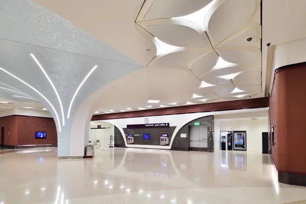 Doha, Qatar - Nov 20. 2019. The interior of Corniche metro station Royalty Free Stock Photos