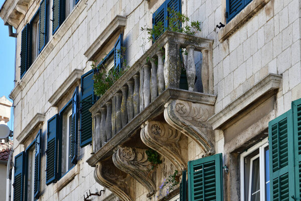 Fragment of historical architecture in Old Town Kotor, Montenegro