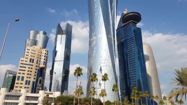 Doha, Qatar - Nov 18. 2019. Dohas Al Dafna area with the high-rises buildings — Stock Video