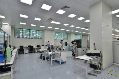 Moskova, Rusya - 5.2019 Aralık - Mikron 'un içi - cips üretimi için en büyük fabrika. Zelenograd