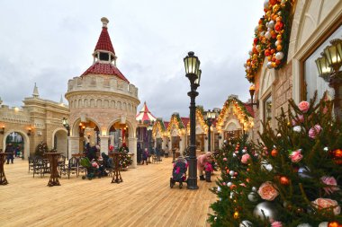 Moskova, Rusya - 13.2019 Aralık. Moskova 'da Noel Yolculuğu - Zelenograd' da popüler kış festivali
