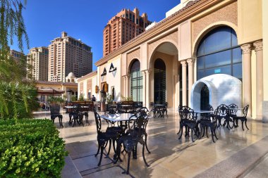 Doha, Katar - 23 Kasım. 2019. İnci Adası 'ndaki Porto Arabistan' ın manzarası