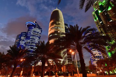 Doha, Qatar - Nov 18. 2019. Doha's Al Dafna area with the high-rises buildings clipart