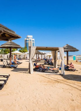 Doha, Qatar - Nov 11. 2019. Private Beach Grand of Hyatt Hotels