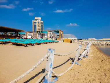 Doha, Qatar - Nov 11. 2019. Private Beach Grand of Hyatt Hotels