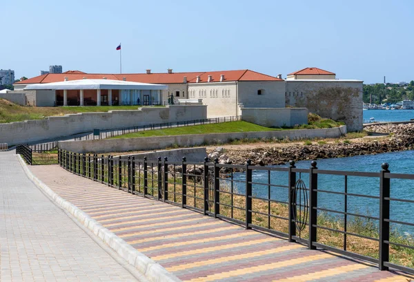 Sevastopol, Crimea - July 3, 2019. Konstantinovskaya Battery is Museum of military fortress — Stok fotoğraf