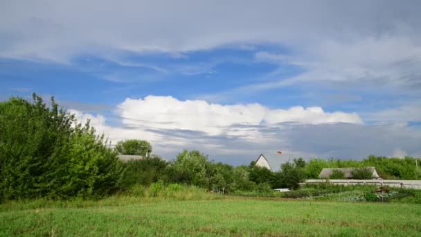 Hermoso paisaje rural de verano con cielo nublado — Vídeo de stock