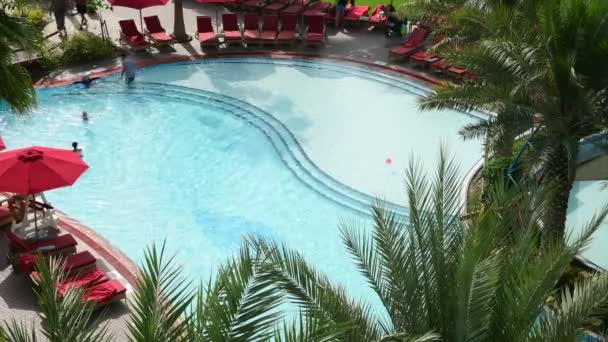 Abu Dhabi, Emirati Arabi Uniti - 1 aprile. 2019. Bellissima zona resort con vista piscina — Video Stock