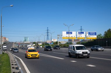 Moscow, Russia - May 10. 2018. Traffic on the Moscow Ring Road West. MKAD