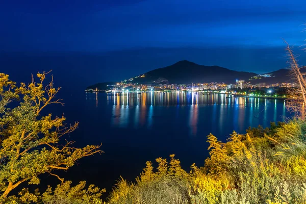 Vista Budva Noite Outono Montenegro — Fotografia de Stock