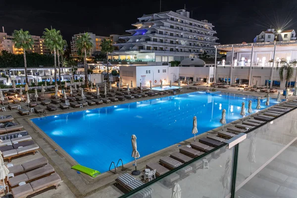 Protaras Kypr Října 2019 Hotely Letoviskové Vesnici Protaras Night — Stock fotografie