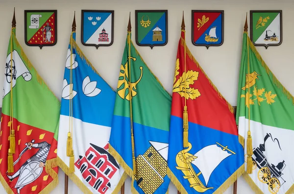 Bandiere Dei Distretti Amministrativi Zelenograd Mosca Russia — Foto Stock