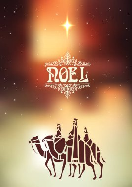 Biblical Christmas vector illustration with three Wise Men clipart
