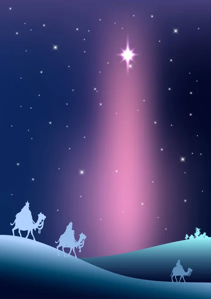 Βιβλική εικονογράφηση διάνυσμα Χριστούγεννα με τρεις σοφοί — Διανυσματικό Αρχείο