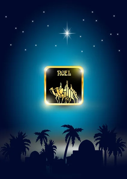 Βιβλική εικονογράφηση διάνυσμα Χριστούγεννα με τρεις σοφοί — Διανυσματικό Αρχείο