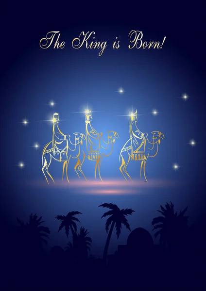 Illustrazione biblica del vettore di Natale con tre Re Magi — Vettoriale Stock