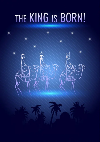 Ilustração bíblica do vetor de Natal com três Sábios — Vetor de Stock